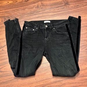 Zara black with black velvet stripe jeans size 6